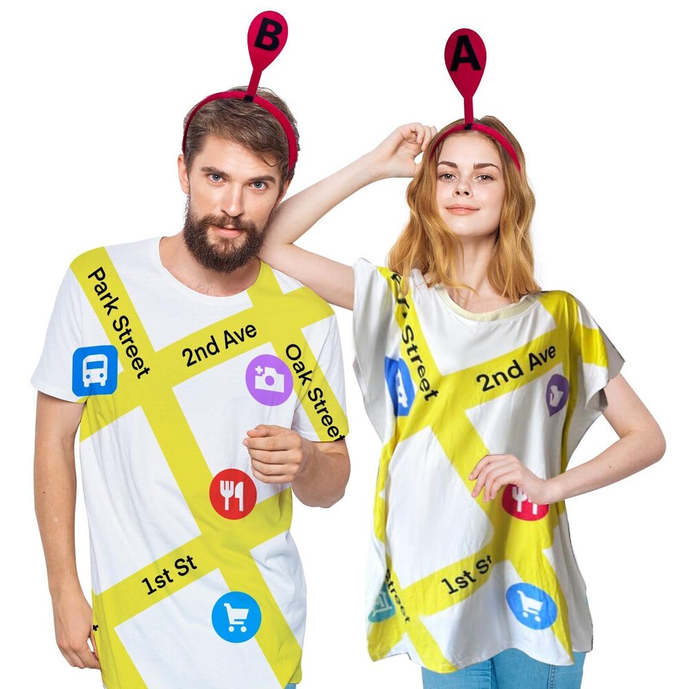 6179 4 Pcs Halloween Couple Maps Costume Accessoriess Set